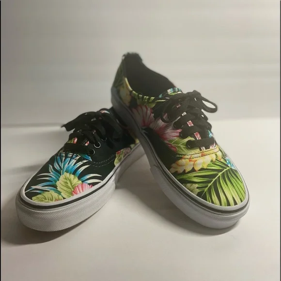 HOT Floral Shoes Vans Authentic Hawaiian Floral Vans Shoes